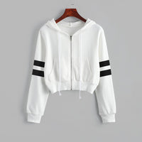 Women’s Y2K Cropped Hoodie - Long Sleeve Stripe Sweatshirt — 3