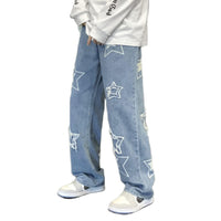MAEHARRT Y2K Baggy Jeans for Men Star Graphic Hip Hop Pants Loose Fit Denim Pants Casual Streetwear Blue-a — 1
