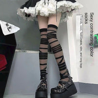 Y2K Striped Over-the-Knee Stockings with Straps — 6