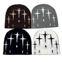 Starry Y2K Trendy Retro Knit Unisex Cross Knit Cap — 3