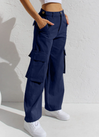 Women's High Rise Khaki Cargo Pants - Baggy Fit — 5