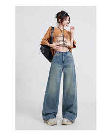 Wide Leg Jeans Women's High Waist Baggy Straight Trousers — 6