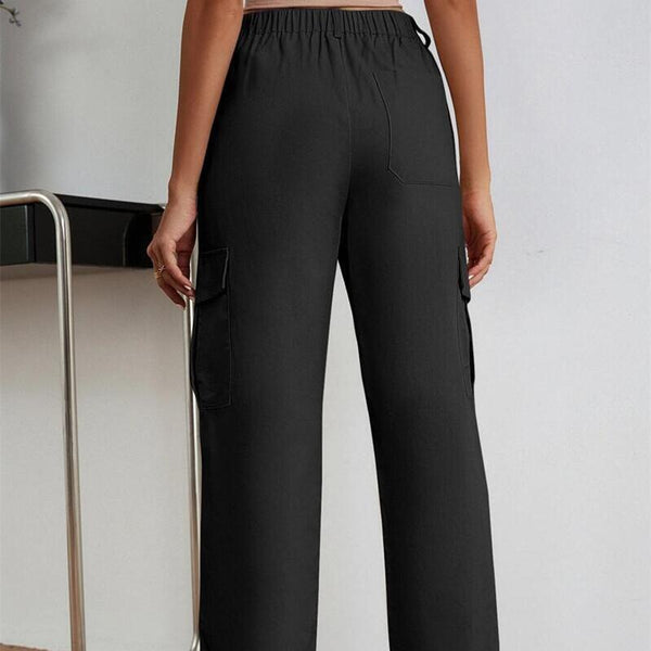 Women's High Rise Khaki Cargo Pants - Baggy Fit