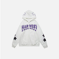 Harajuku Y2K Star Letters Hooded Zip-Up Sweatshirt — 6