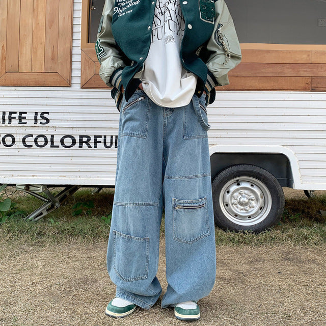 Men's Oversized Baggy Denim Pants in Blue