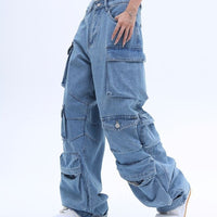 American High Street Washed Multi-pocket Baggy Jeans — 3