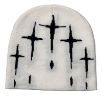 Starry Y2K Trendy Retro Knit Unisex Cross Knit Cap — 5