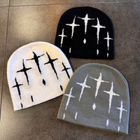 Starry Y2K Trendy Retro Knit Unisex Cross Knit Cap — 1