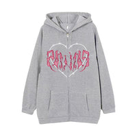 Y2K Oversized Hoodie with Graffiti Heart Print for Women — 3