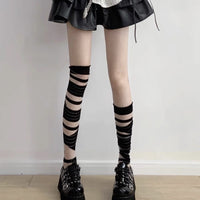 Y2K Striped Over-the-Knee Stockings with Straps — 1