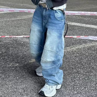 Profile Pleated BAGGY Washed White Blue Jeans — 5