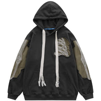 COOLMONAR Mens Vintage Oversized Embroidery y2k Hoodie Streetwear Zip-Up Hoodies Sweatshirt Casual Hooded — 2