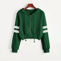 Women’s Y2K Cropped Hoodie - Long Sleeve Stripe Sweatshirt — 1