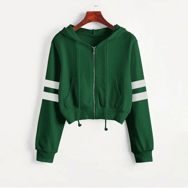 Women’s Y2K Cropped Hoodie - Long Sleeve Stripe Sweatshirt