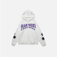 Harajuku Y2K Star Letters Hooded Zip-Up Sweatshirt — 5