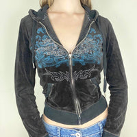 Y2K Vintage Slim Embroidery Zip-Up Hoodies Jacket — 2