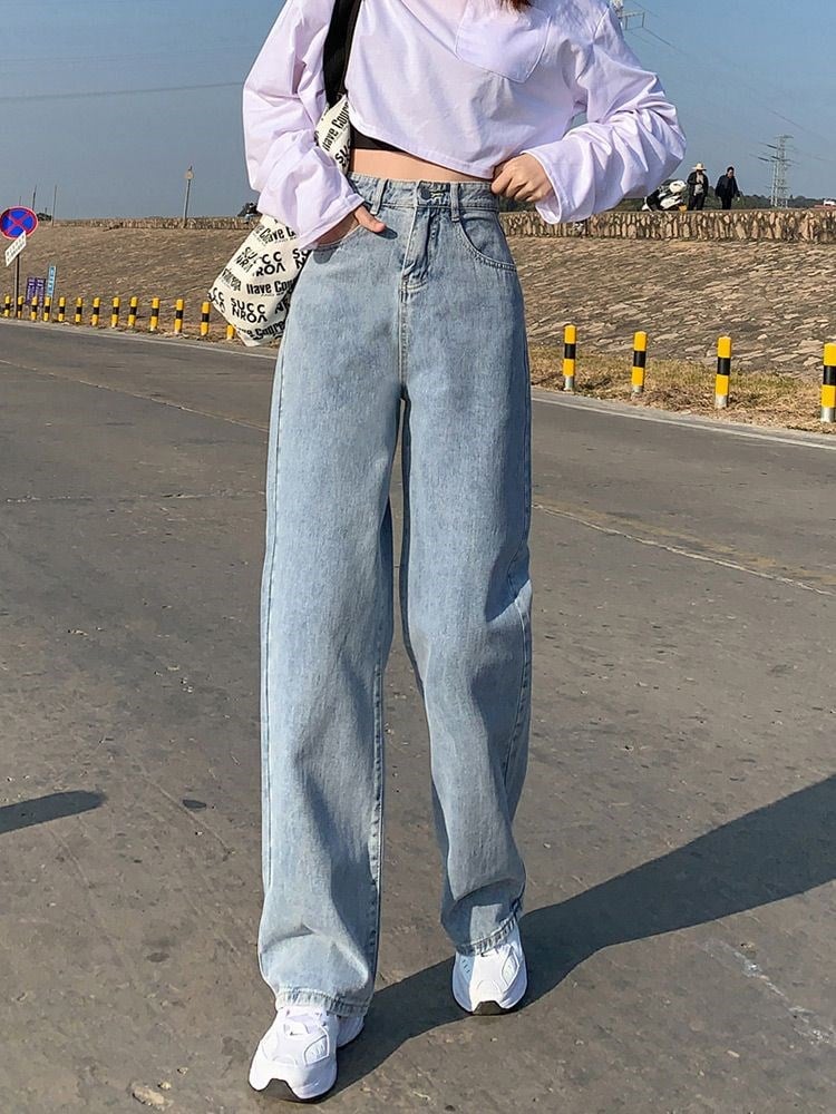 Wide Leg Baggy Denim Jeans for Women